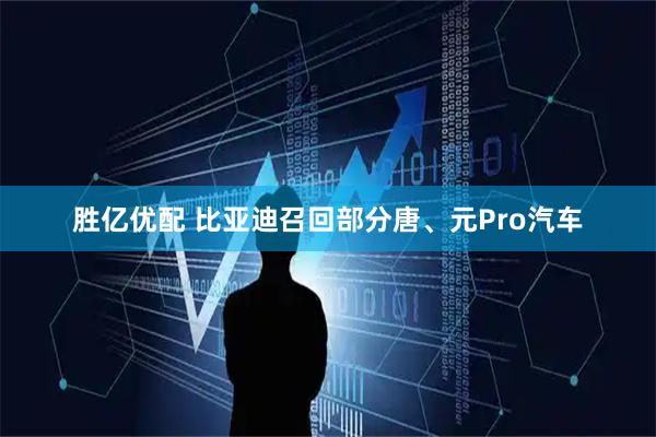 胜亿优配 比亚迪召回部分唐、元Pro汽车