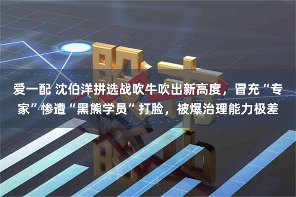 爱一配 沈伯洋拼选战吹牛吹出新高度，冒充“专家”惨遭“黑熊学员”打脸，被爆治理能力极差